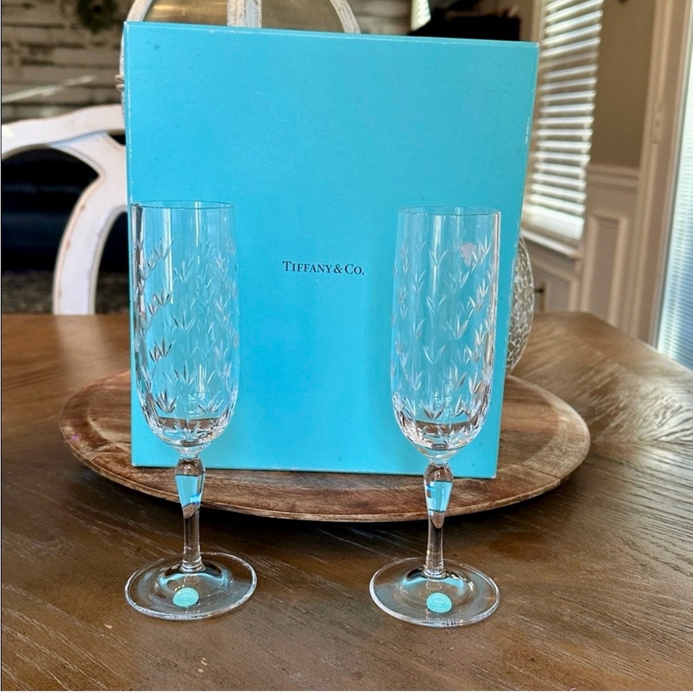 Tiffany & Co. Crystal Flutes in Iconic Blue Box - Picture 2 of 9